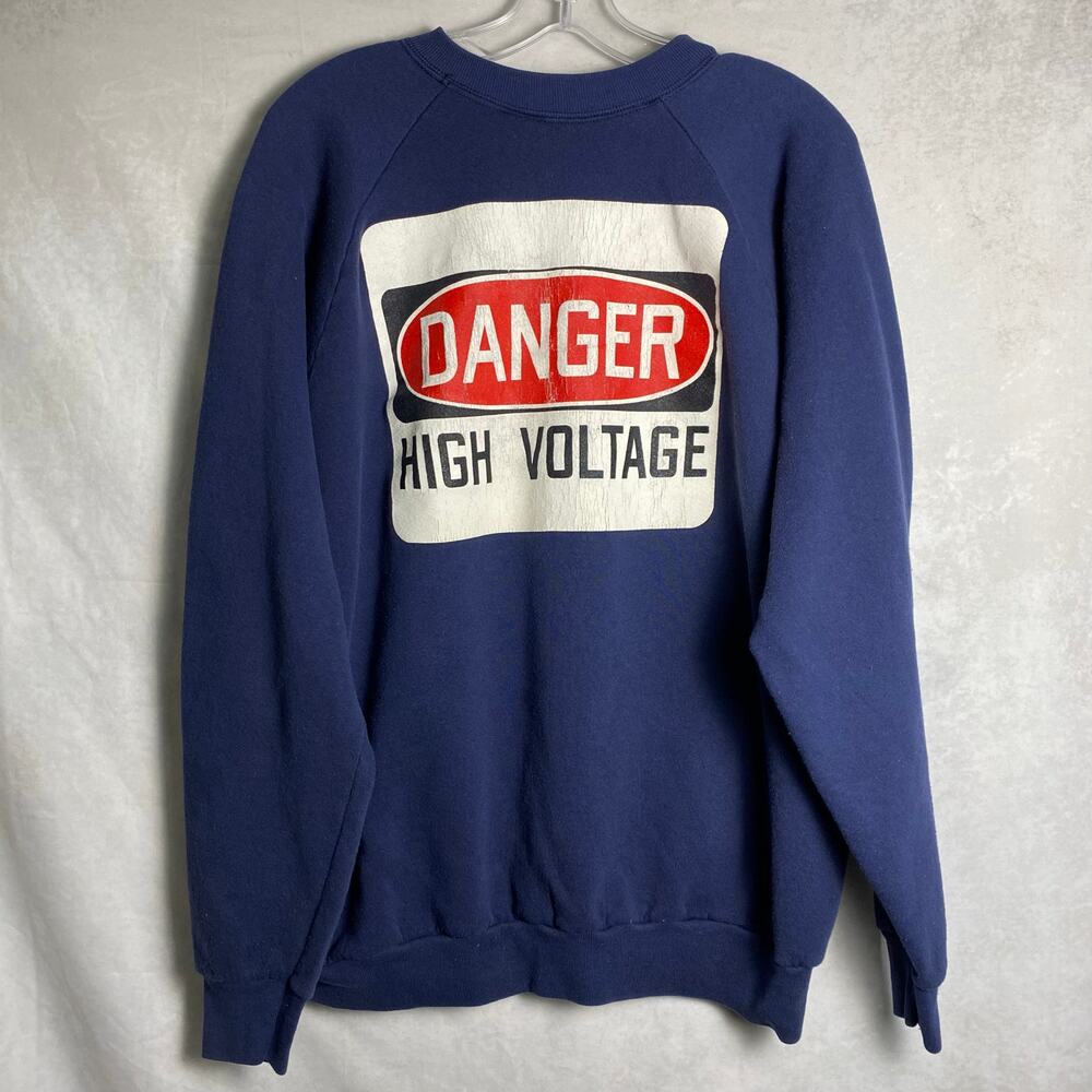 Vintage 90s High Voltage Electical Crewneck Sweatshirt Size XL